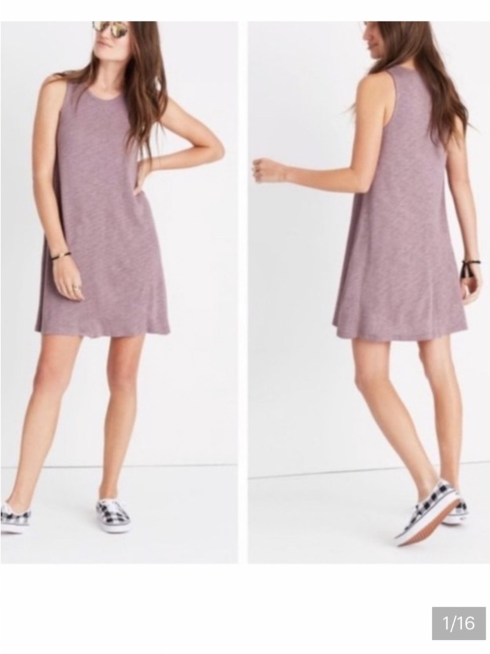 Madewell Sleeveless Swing Dress in Mauve